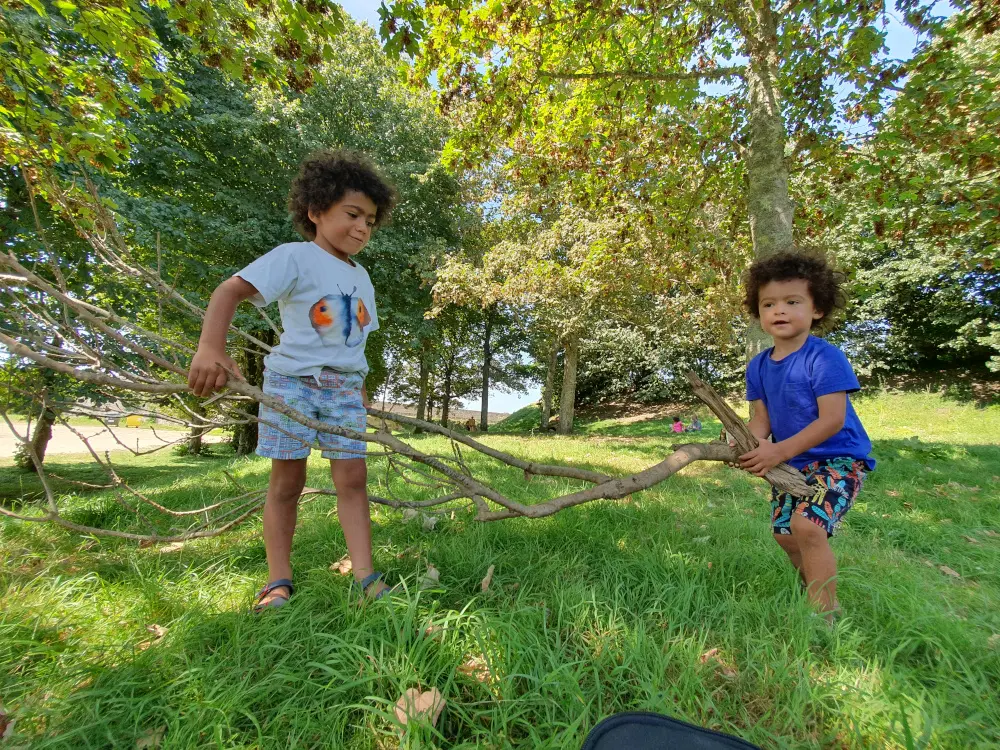 Les enfants avec une branche